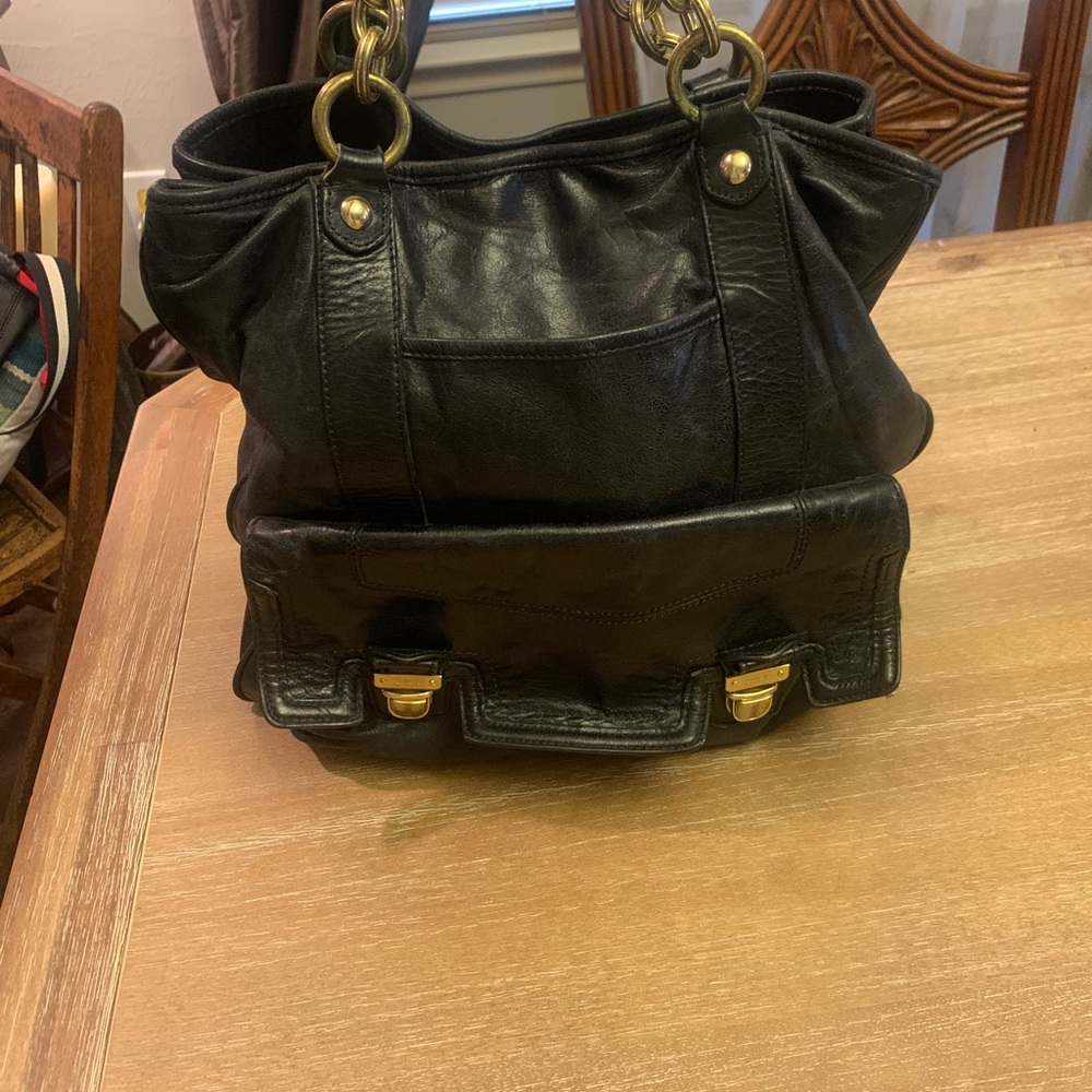 Black  Poppy Coach Camelia Bag